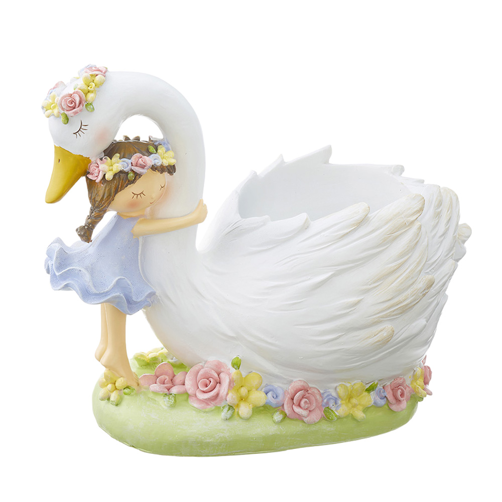 プランター ガール＆スワン 4号 穴あり 64499