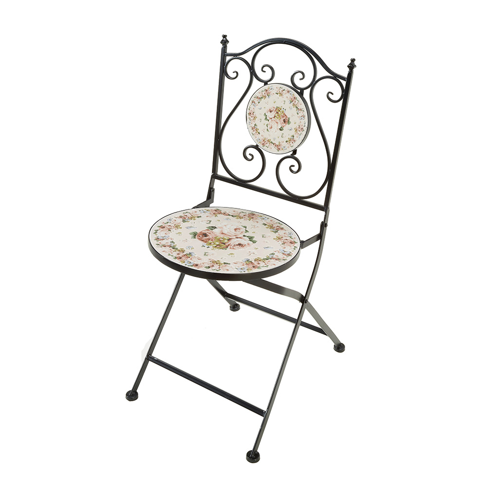 アイアン ガーデンチェア 幅39cm ピンクローズ 71901