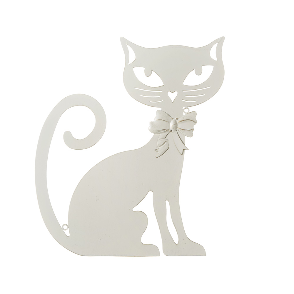 アイアン ウォールデコ キャット ホワイト 71922