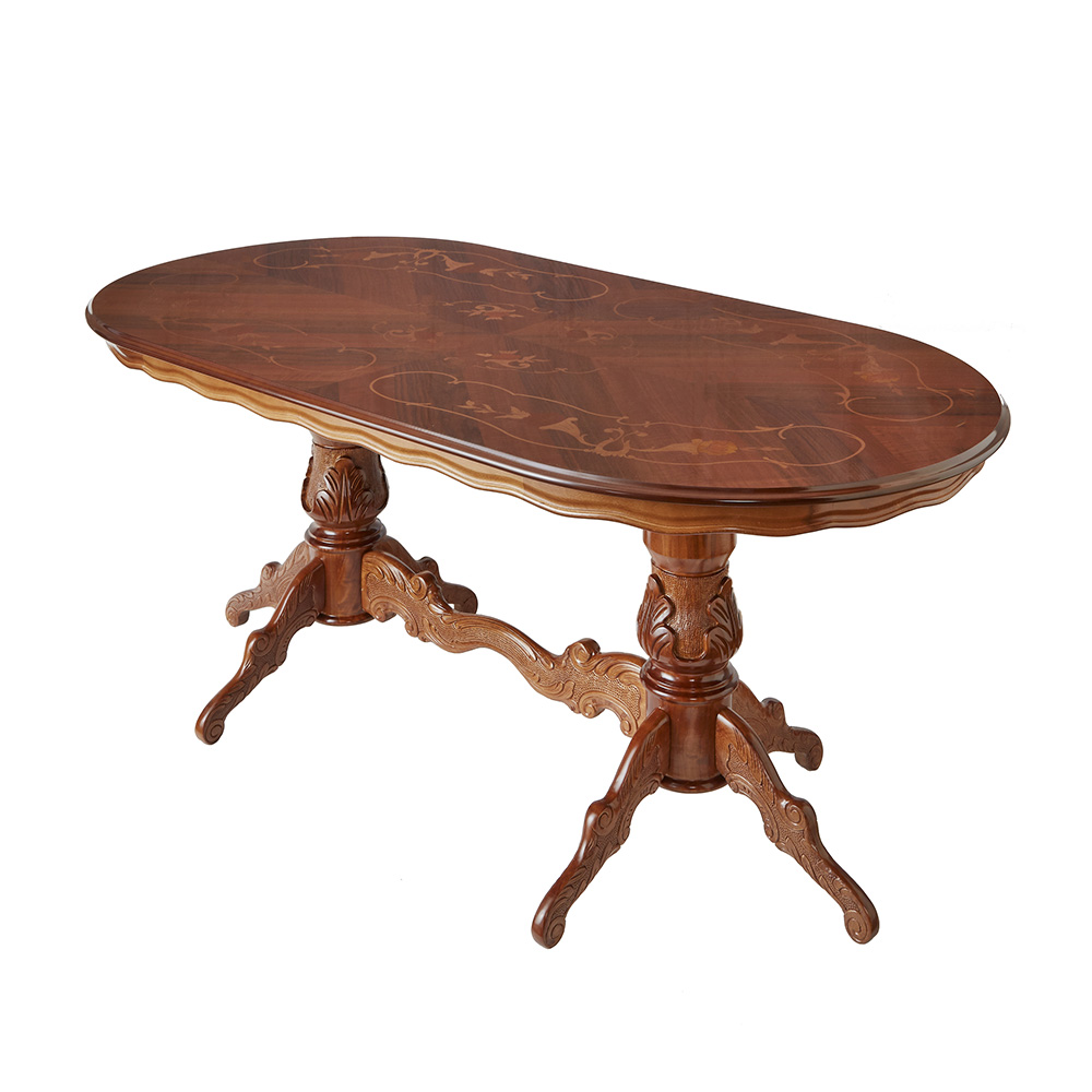 イタリア製 象嵌ダイニングテーブル オーバル型 幅180cm 【UV塗装】