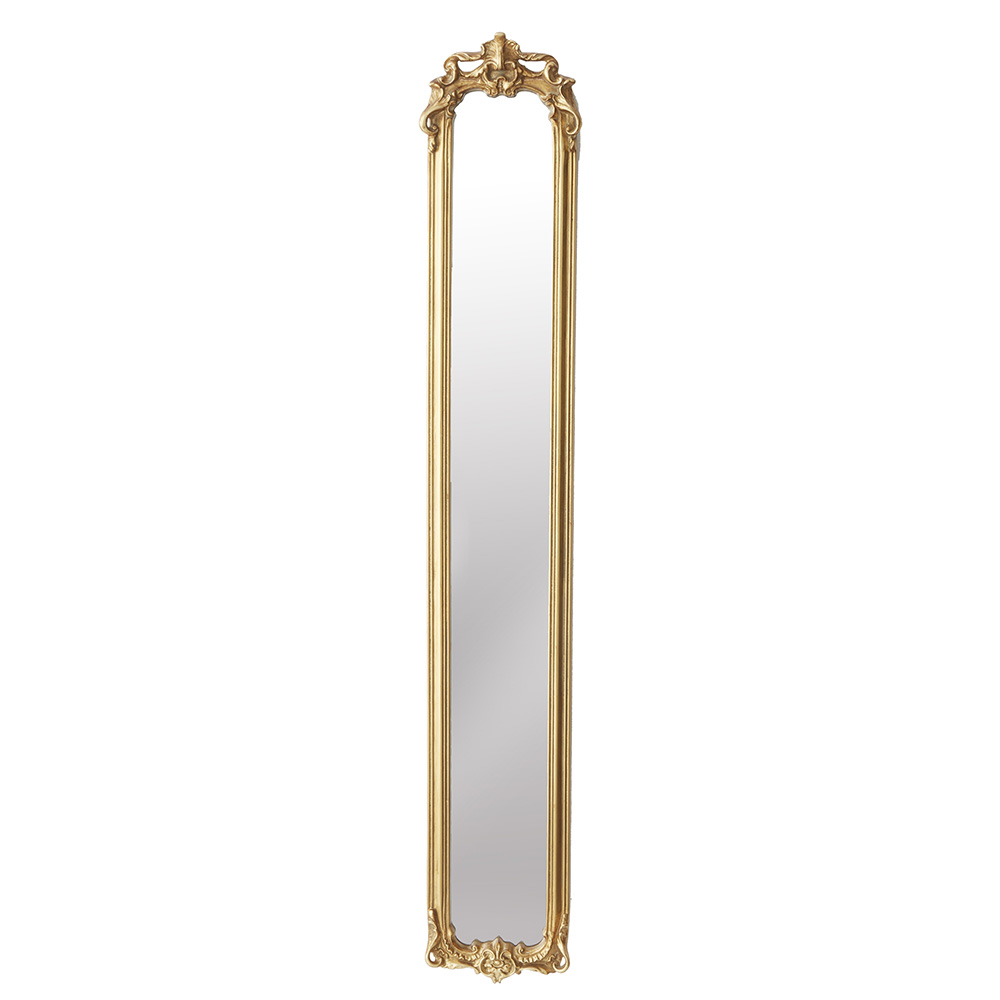 クラシック調 ウォールミラー スリム 高さ130cm ゴールド 70657
