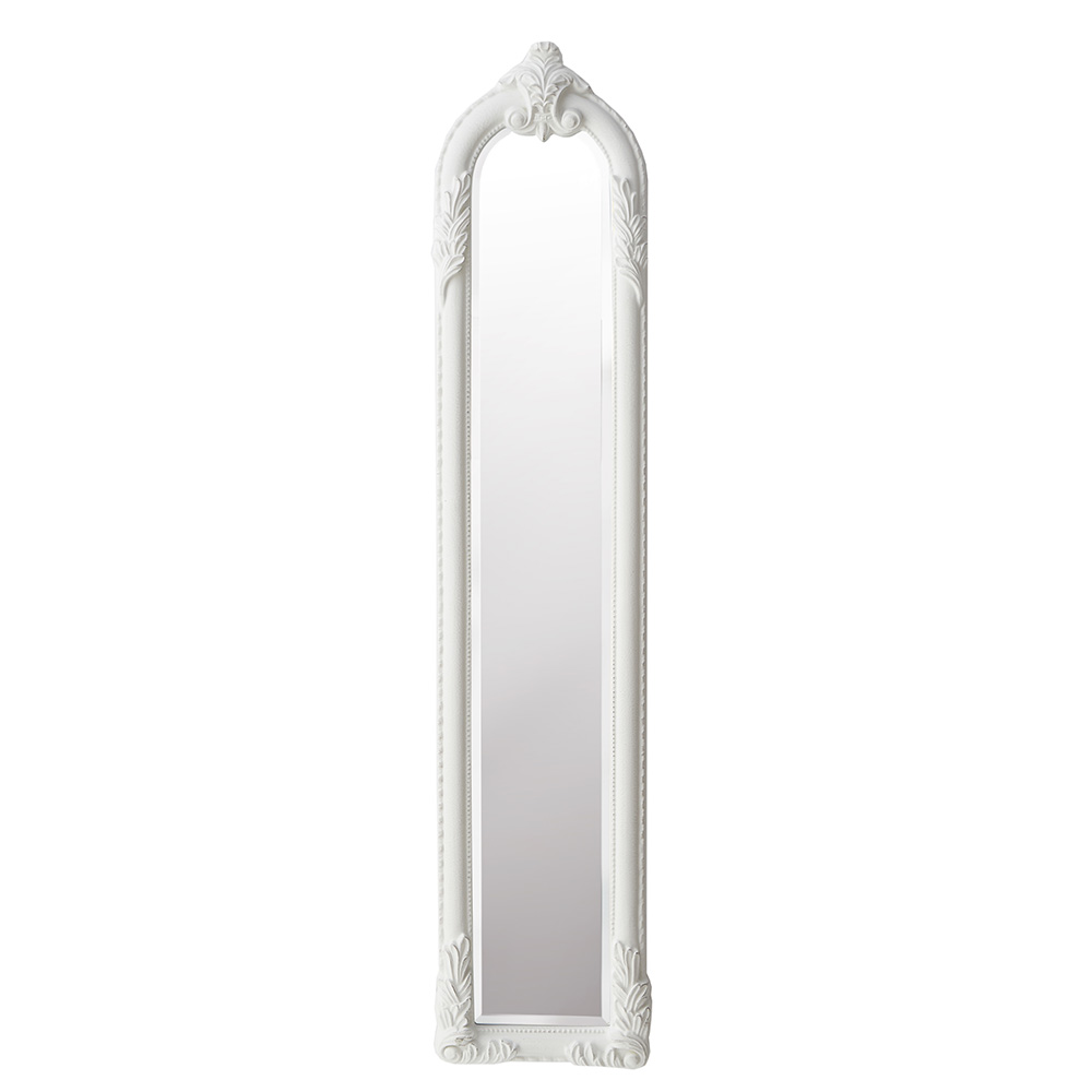 クラシック調 ウォールミラー 高さ122.5cm ホワイト 70660