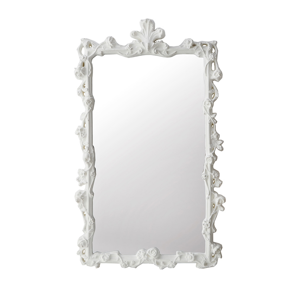 クラシック調 ウォールミラー 高さ98cm ホワイト 70662