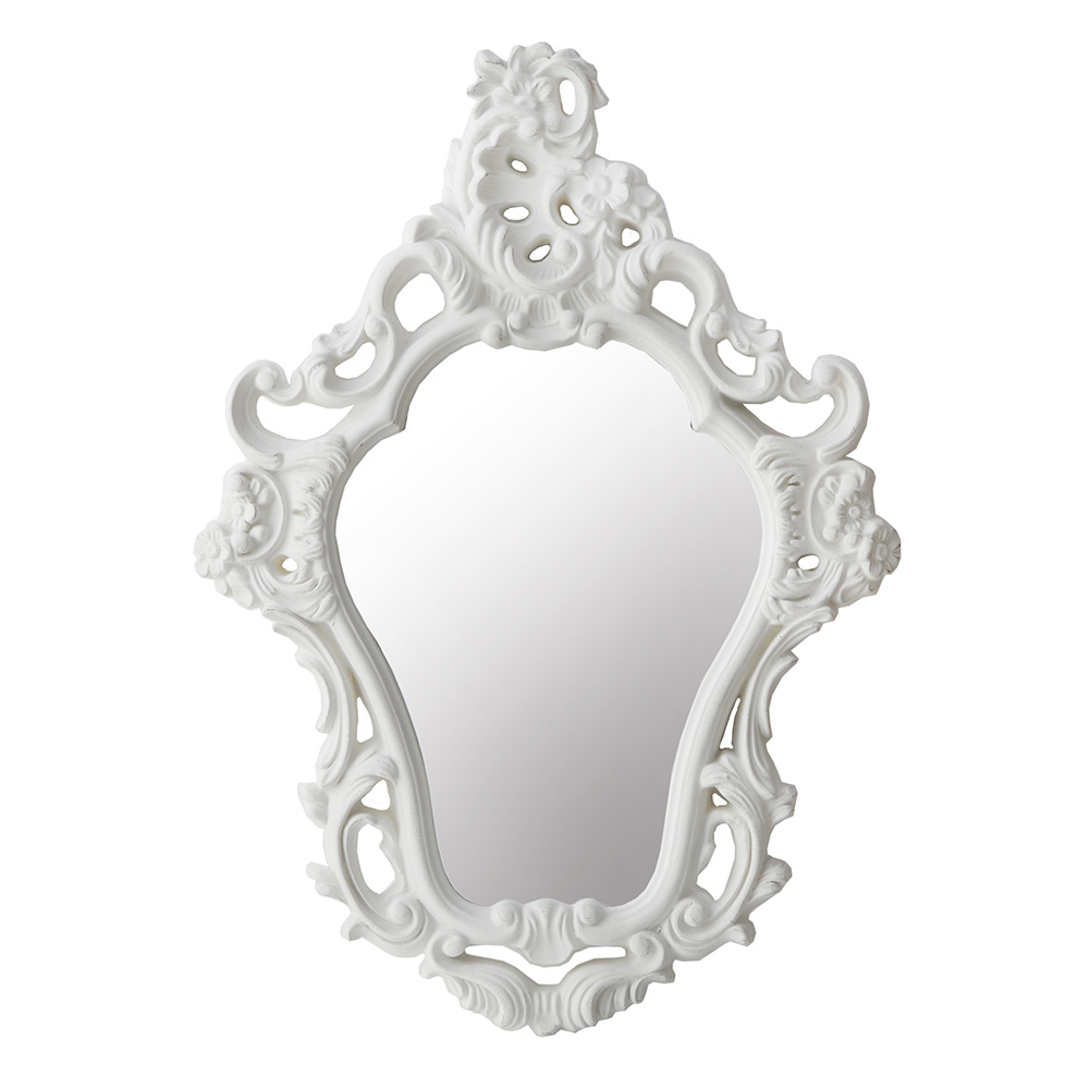 クラシック調 ウォールミラー 高さ90cm ホワイト 70664