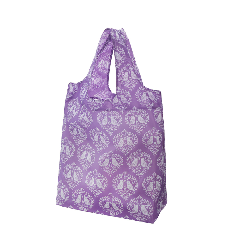 マチ付きエコバッグ ふくろう パープル 75057