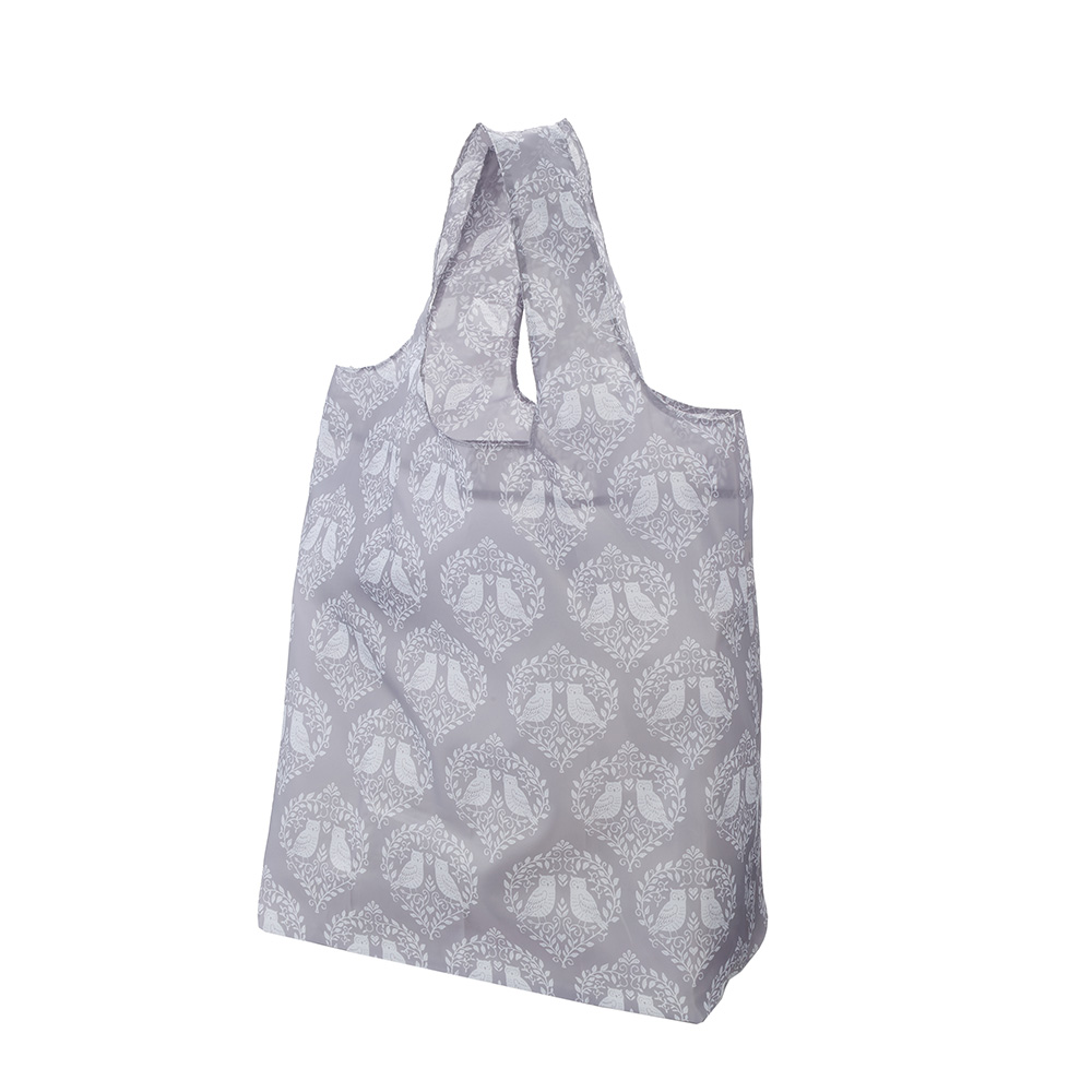 マチ付きエコバッグ ふくろう グレー 75058