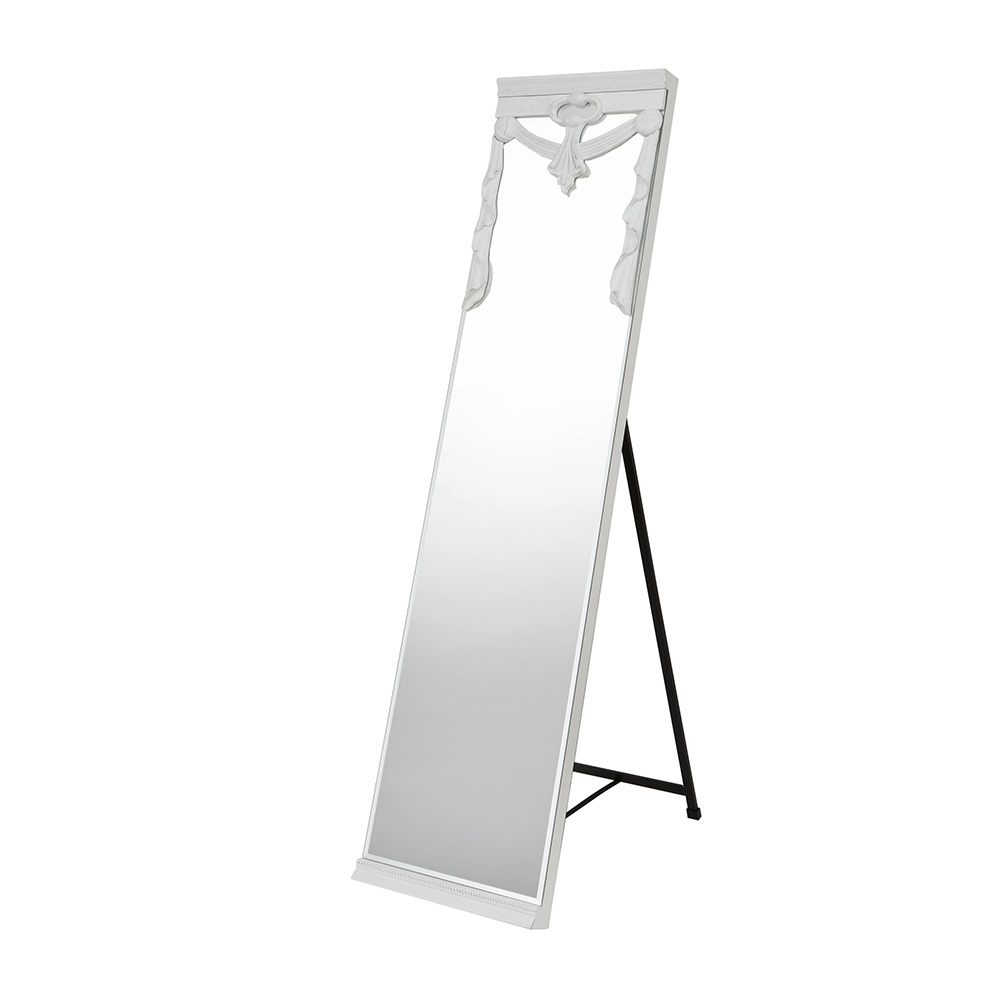 クラシック調 スタンドミラー ホワイト 高さ160cm 70678