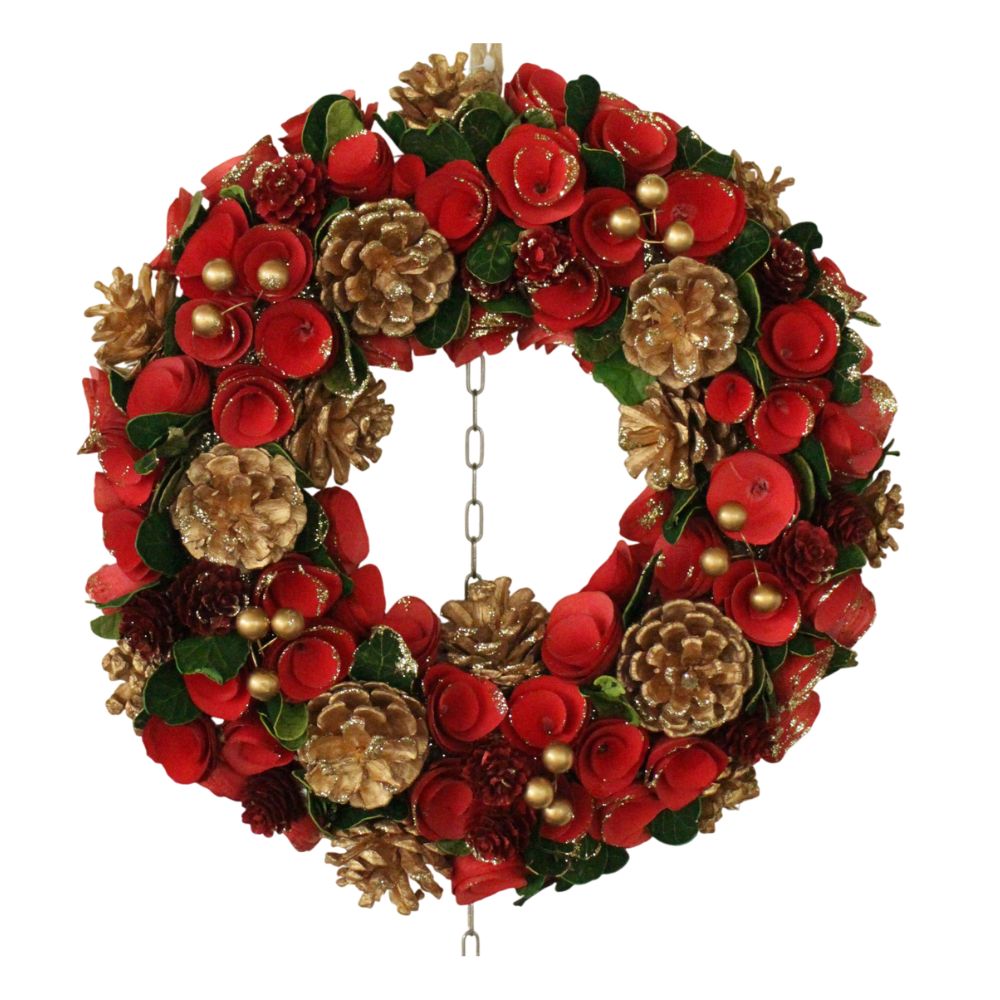 ◇ CGX-332NS Red&Goldパインコーン WreathS